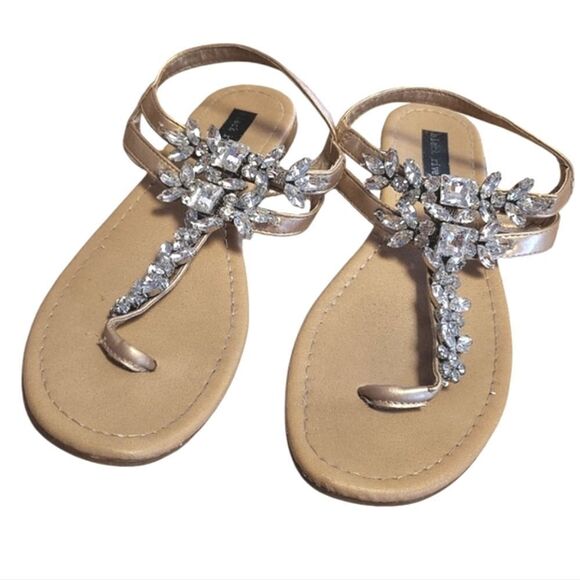 2 Pairs Strappy Rhinestones & Animal Print Sandals Size 7.5 Bundle - Picture 6 of 16